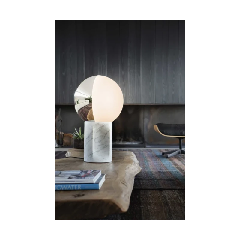 Penta - Je Suis Table Lamp - White Silver / White Carrara Marble