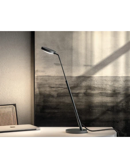 Penta - Spoon Adjustable Table Lamp - Black / Black Braided Leather