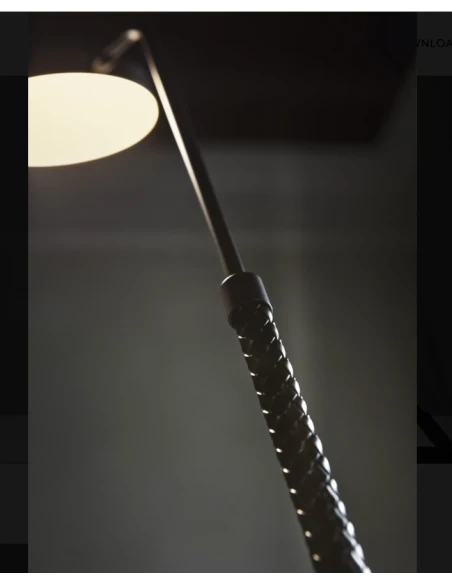 Penta - Spoon Lampada da Tavolo Regolabile - Nero / Cuoio Intrecciato Cognac