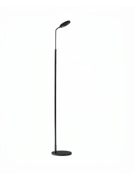 Penta - Spoon Adjustable Floor Lamp - Black Metal / Black Leather