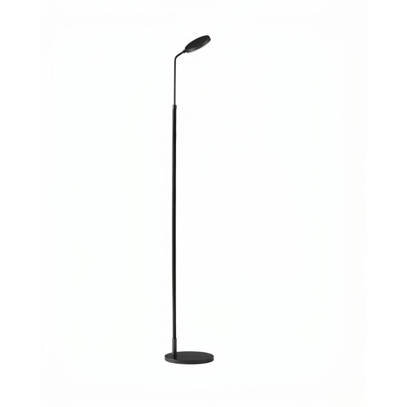 Penta - Spoon Lampada da Terra Regolabile - Metallo Nero / Cuoio Nero