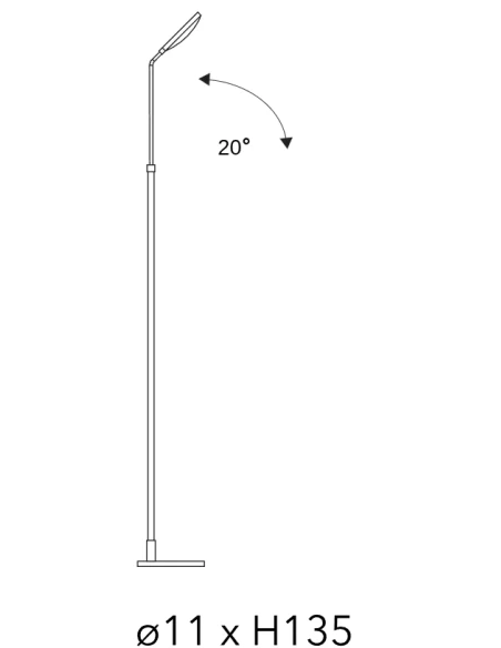 Penta - Spoon Lampada da Terra Regolabile - Metallo Nero / Cuoio Cognac