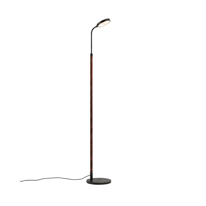 Penta - Spoon Adjustable Floor Lamp - Black Metal / Cognac Leather