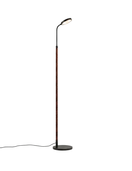 Penta - Spoon Adjustable Floor Lamp - Black Metal / Cognac Leather