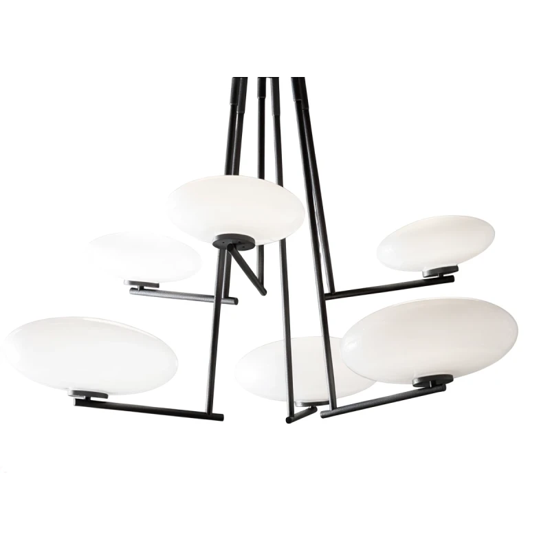Penta - Mamì Large Vertical Pendant Lamp - Matte Black / Etched White