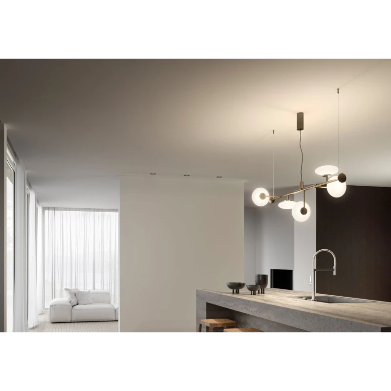 Penta - Mamì Lampada a Sospensione Orizzontale - Nero Opaco / Bianco Acidato