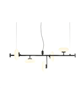 Penta - Mamì Lampada a Sospensione Orizzontale - Nero Opaco / Bianco Acidato