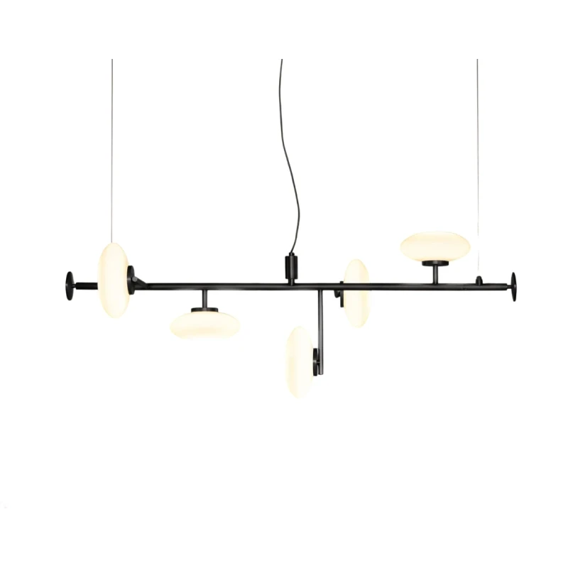 Penta - Mamì Lampada a Sospensione Orizzontale - Nero Opaco / Bianco Acidato