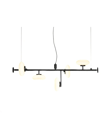 Penta - Mamì Horizontal Pendant Lamp - Matte Black / Acid-Etched White