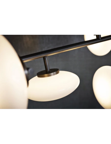 Penta - Mamì Lampada a Sospensione Orizzontale - Bronzo Spazzolato / Bianco Acidato