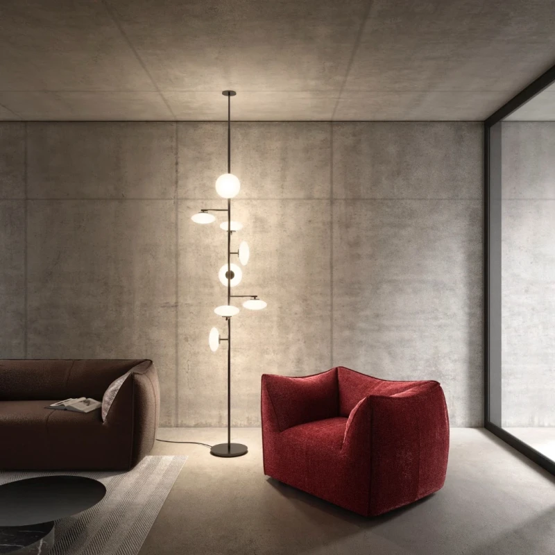 Penta - Mamì Lampada da Terra / Soffitto - Nero Opaco / Bianco Acidato