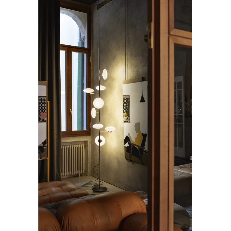 Penta - Mamì Lampada da Terra / Soffitto - Nero Opaco / Bianco Acidato