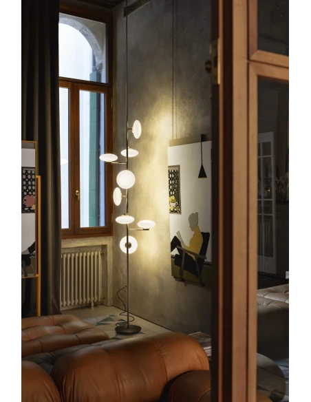 Penta - Mamì Lampada da Terra / Soffitto - Bronzo Spazzolato / Bianco Acidato