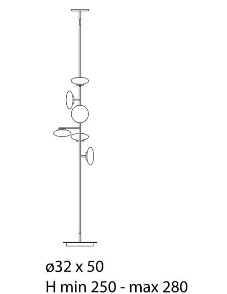 Penta - Mamì Lampada da Terra / Soffitto - Bronzo Spazzolato / Bianco Acidato