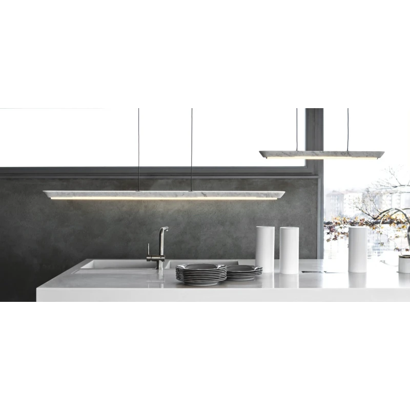 Penta - Woody Pendant Lamp - White Carrara Marble
