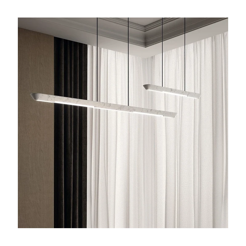 Penta - Woody Pendant Lamp - White Carrara Marble