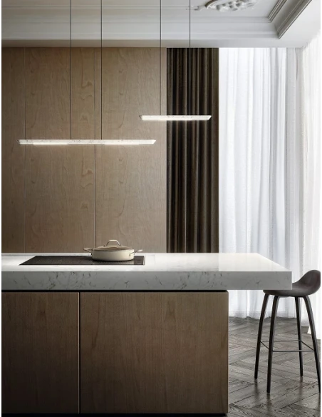 Penta - Woody Pendant Lamp - White Carrara Marble