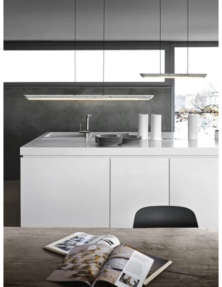 Penta - Woody Pendant Lamp - White Carrara Marble