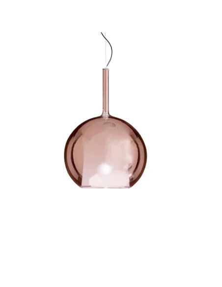 Penta - Glo Maxi Lampada a Sospensione - Diffusore in Vetro Oro Rosa Specchiato