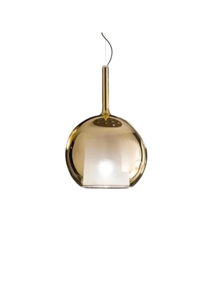 Penta - Glo Maxi Lampada a Sospensione - Diffusore in Vetro Oro Specchiato