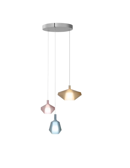 Penta - Mom Pendant Lamp - Small Cluster 2D - Mustard, Sand, and Avio Blue / Titanium