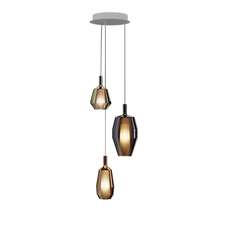 Penta - Mom Lampada a Sospensione - Small Cluster 2E - Nero, Bronzo e Oro Specchiato / Titanio