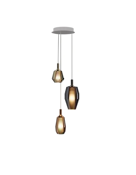 Penta - Mom Pendant Lamp - Small Cluster 2E - Black, Bronze and Mirrored Gold / Titanium