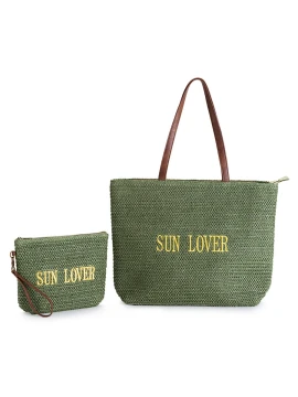 Henriette - Borsa Mare + Pochette Happy Moments - Sun Lover Verde
