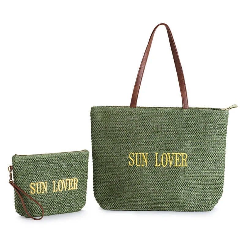 Henriette - Borsa Mare + Pochette Happy Moments - Sun Lover Verde