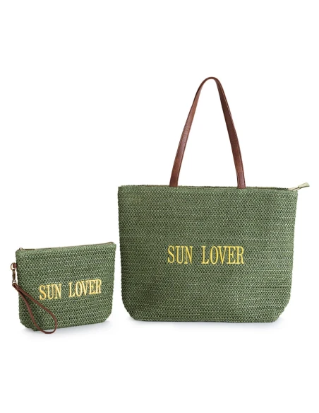 Henriette - Borsa Mare + Pochette Happy Moments - Sun Lover Verde