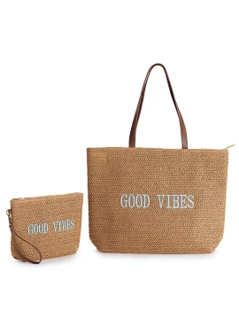 Henriette - Borsa Mare + Pochette Happy Moments - Good Vibes