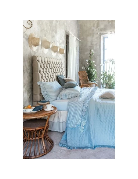 Blanc MariClò - Quilt with Fringe Petals United Collection - Light Blue