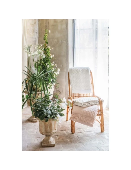 Blanc MariClò - Quilt with Fringe Petali Uniti Collection - Natural