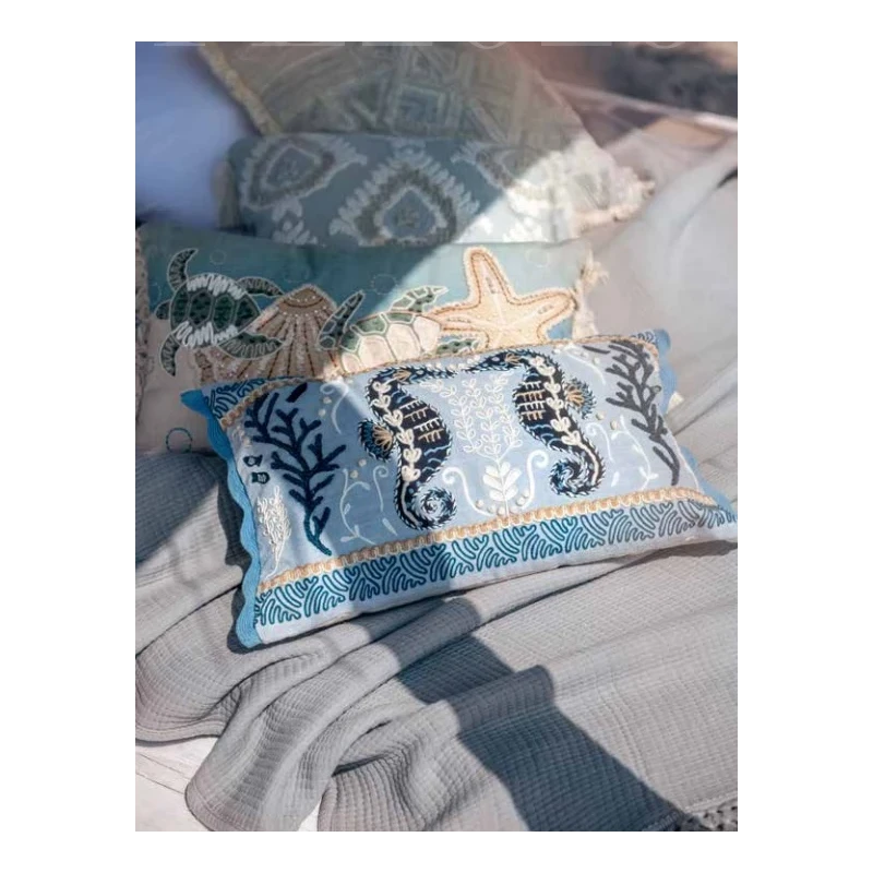 Blanc MariClò - Printed and Embroidered Cushion - Sea View Collection 30x50