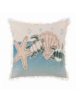 Blanc MariClò - Printed and Embroidered Cushion - Sea View Collection 45x45