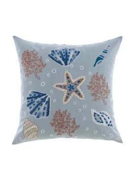 Blanc MariClò - Printed and Embroidered Shell Cushion - Sea View Collection 45x45