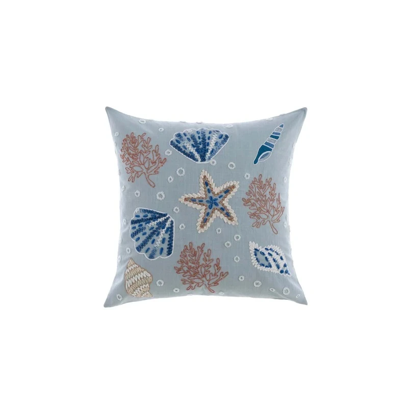 Blanc MariClò - Cuscino Stampato e Ricamato Conchiglie - Vista Mare Collection 45x45