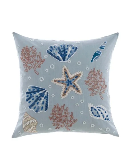 Blanc MariClò - Printed and Embroidered Shell Cushion - Sea View Collection 45x45