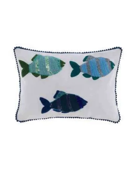 Blanc MariClò - Cuscino Pesci con Applicazioni - Vista Mare Collection 25x35