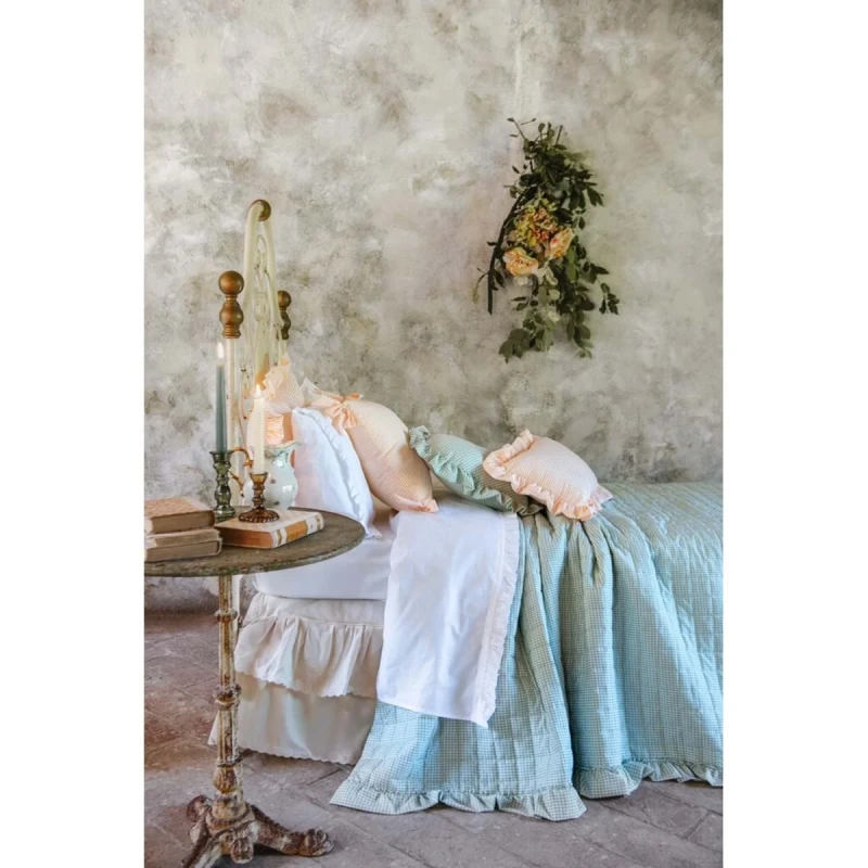 Blanc MariClò - Trapunta con Gala Verde Sogno Vichy Collection - 260 x 260 cm