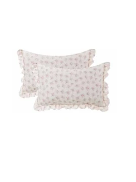 Blanc MariClò - Set of 2 Pillow Covers with Floral Print and Floral Enchantment Ruffle - 50x80