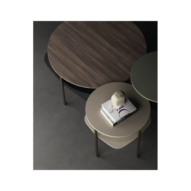 Biba Italia - Tavolino Biplano - Metallo Antracite / Rovere Termotrattato