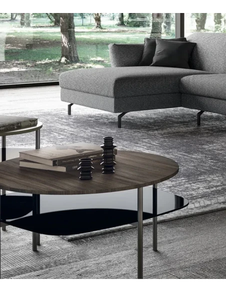 Biba Italia - Tavolino Biplano - Metallo Antracite / Rovere Termotrattato