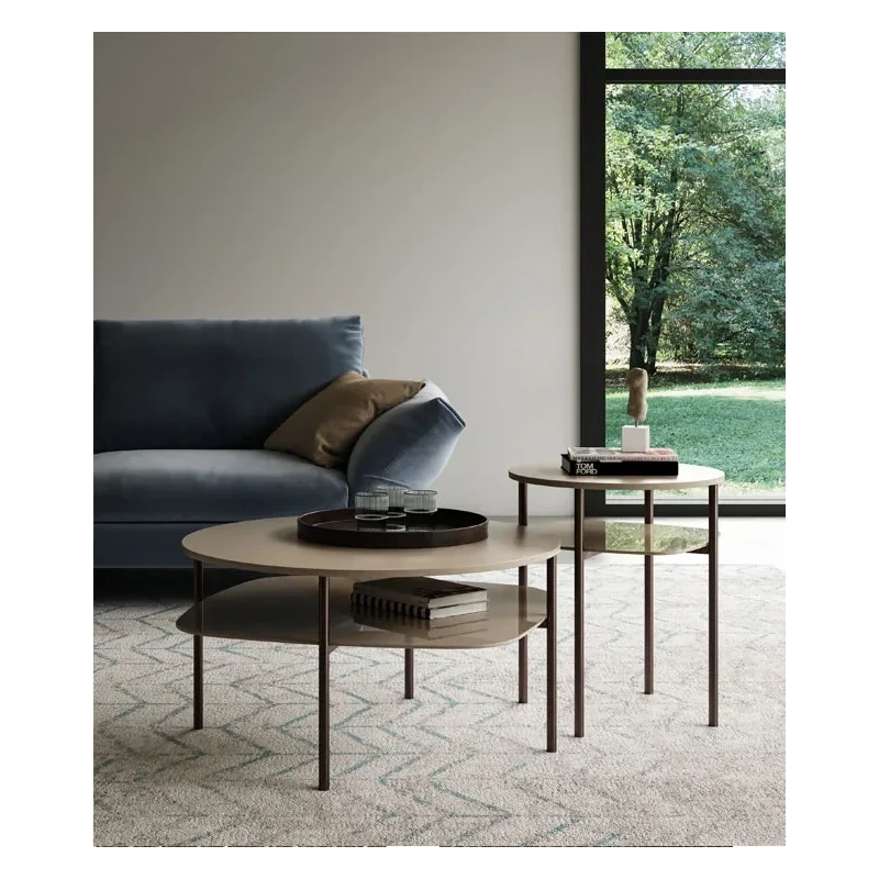 Biba Italia - Biplano Coffee Table - Anthracite Metal / Heat-Treated Oak