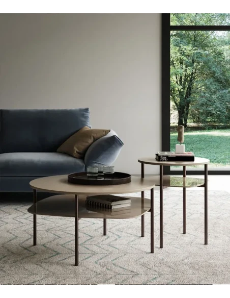 Biba Italia - Tavolino Biplano - Metallo Antracite / Rovere Termotrattato