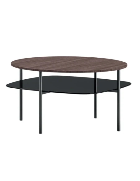 Biba Italia - Biplano Coffee Table - Anthracite Metal / Heat-Treated Oak
