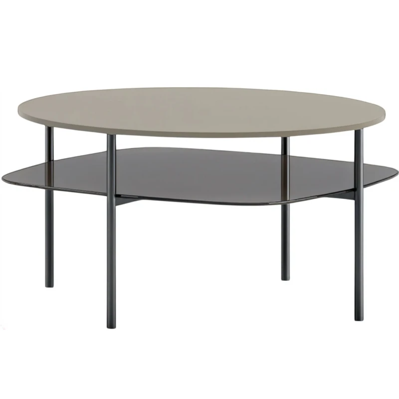 Biba Italia - Tavolino Biplano - Metallo Antracite / Laccato Grey Beige