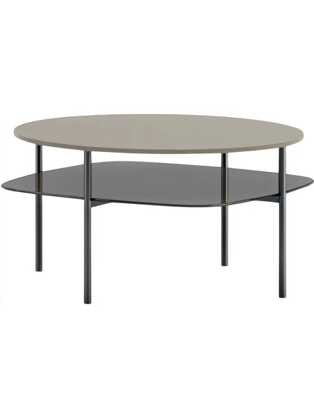 Biba Italia - Tavolino Biplano - Metallo Antracite / Laccato Grey Beige