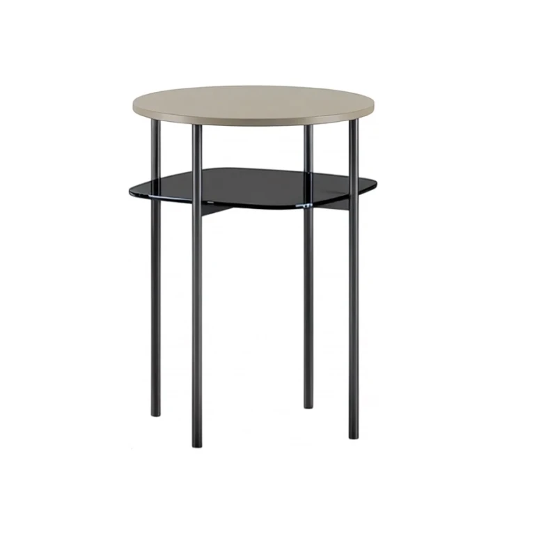 Biba Italia - Tavolino Biplano - Metallo Antracite / Laccato Grey Beige