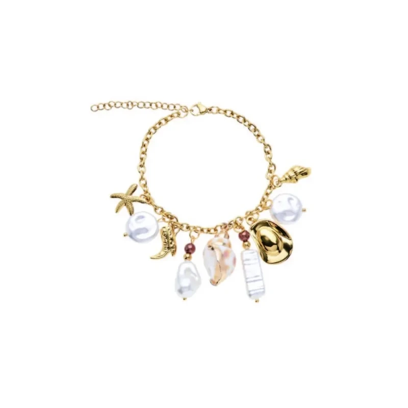 Ottaviani - Golden Bracelet with Pearls and Shells